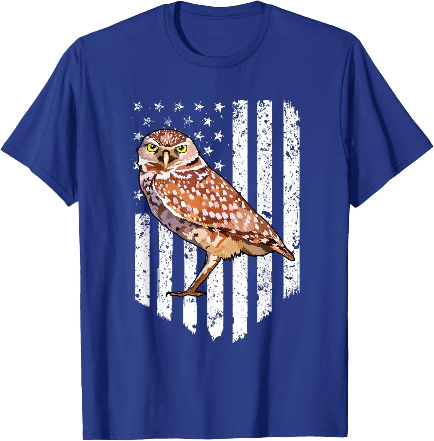 White American Flag Burrowing Owl Bird 4th Of July Women Men T-Shirt - T-Shirt | Royal
