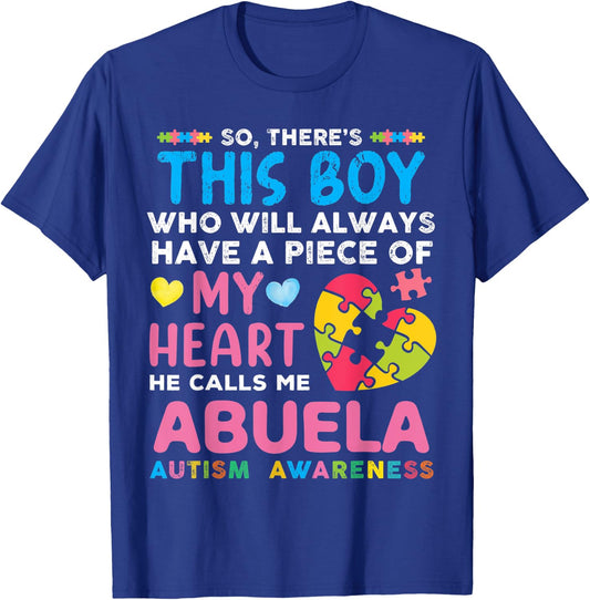 There's This Boy He Calls Me Abuela Autism Awareness T-Shirt - T-Shirt | Royal