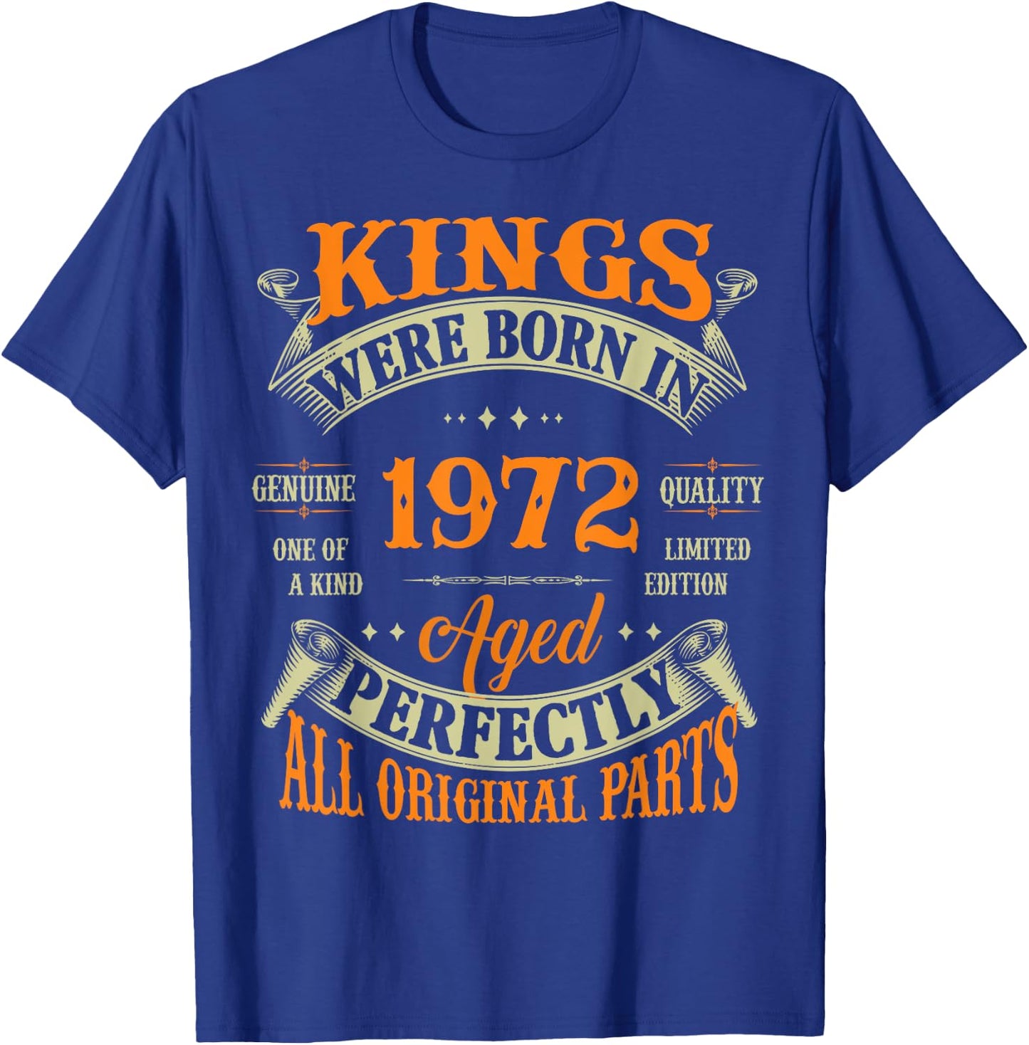 52nd Birthday Gift Vintage Kings Born In 1972 52 Years Old T-Shirt - T-Shirt | Royal