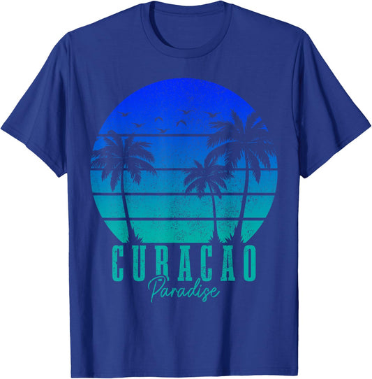Curacao Vintage Surfer Palm Trees Caribbean Souvenir T-Shirt - T-Shirt | Royal
