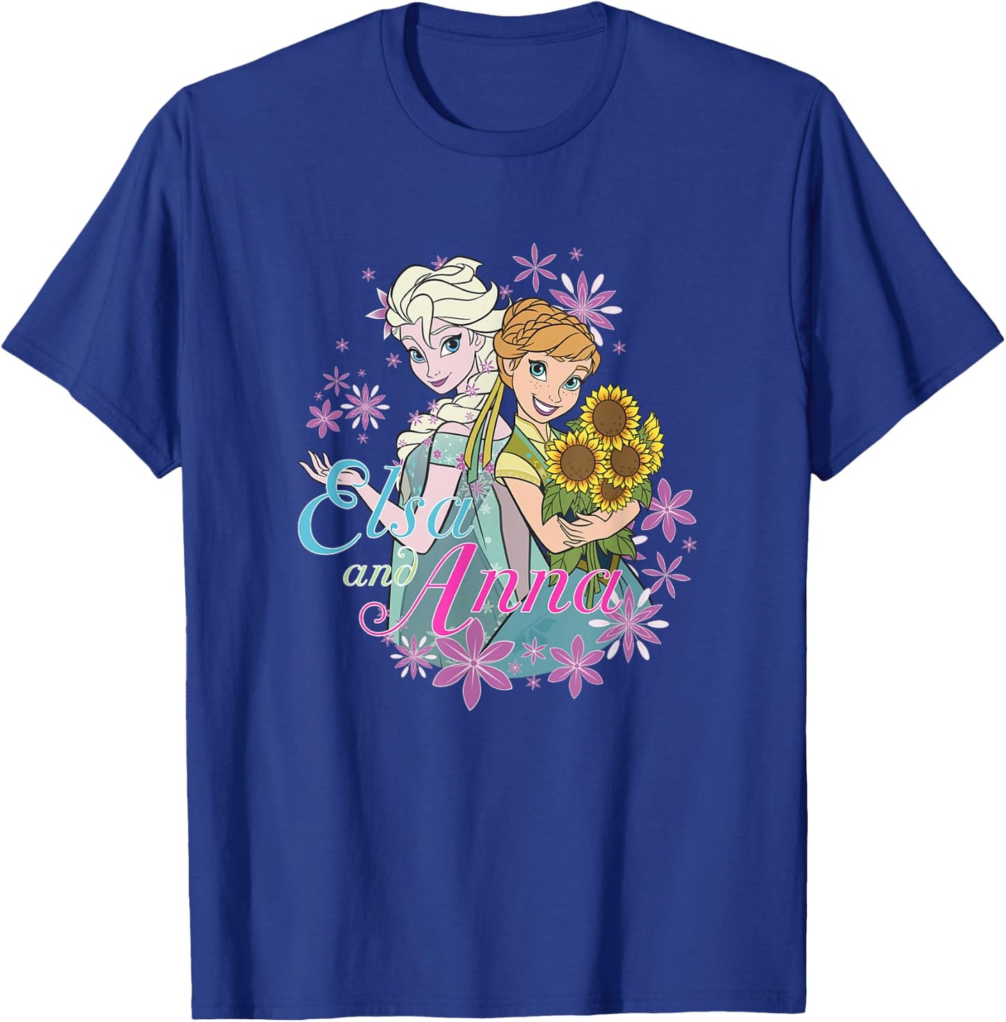 Disney Frozen Anna & Elsa Sisters Rainbow Snowflake Frame T-Shirt - T-Shirt | Royal