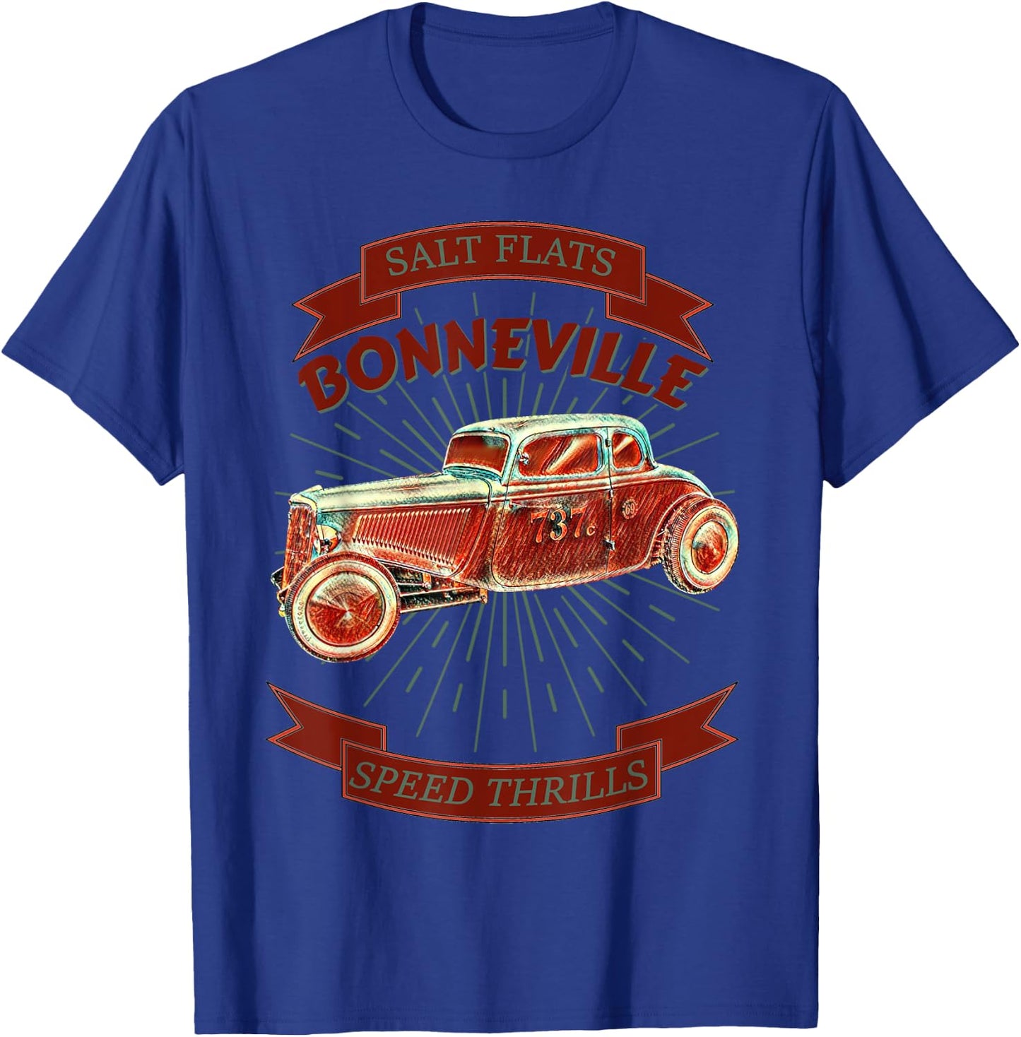 Bonneville Salt Flats Vintage Retro Hot Rod Race Car T-Shirt - T-Shirt | Royal