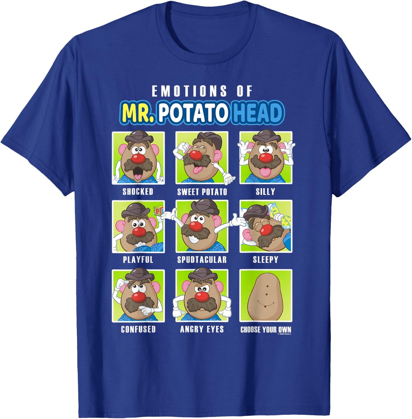 Mr. Potato Head Emotions Color Retro Box Up Faces T-Shirt - T-Shirt | Royal