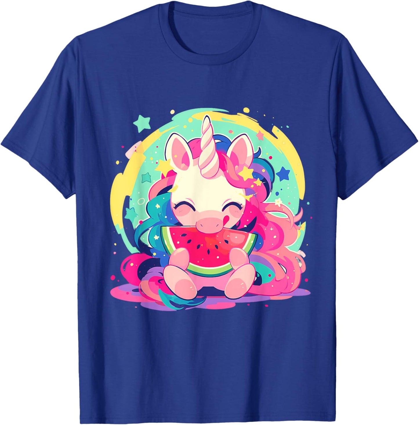 Watermelon Unicorn Colourful Artwork Motif Watermelon Fruit T-Shirt - T-Shirt | Royal