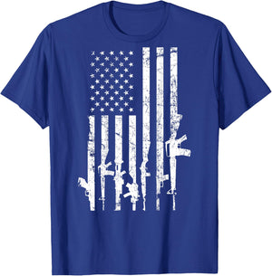 USA Distressed Flag Guns Pro Gun - 2nd Amendment - ON Back T-Shirt - T-Shirt | Royal