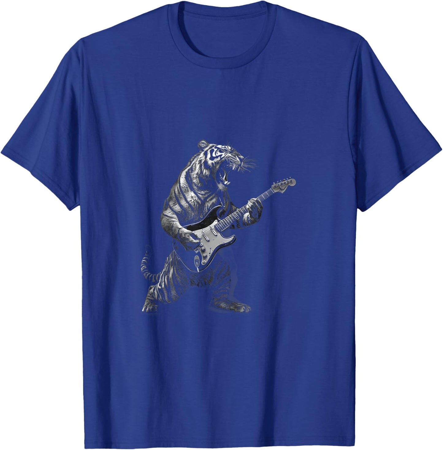 Tiger Playing Guitar Rock and Roll Rock Star Men Women Kid T-Shirt - T-Shirt | Royal