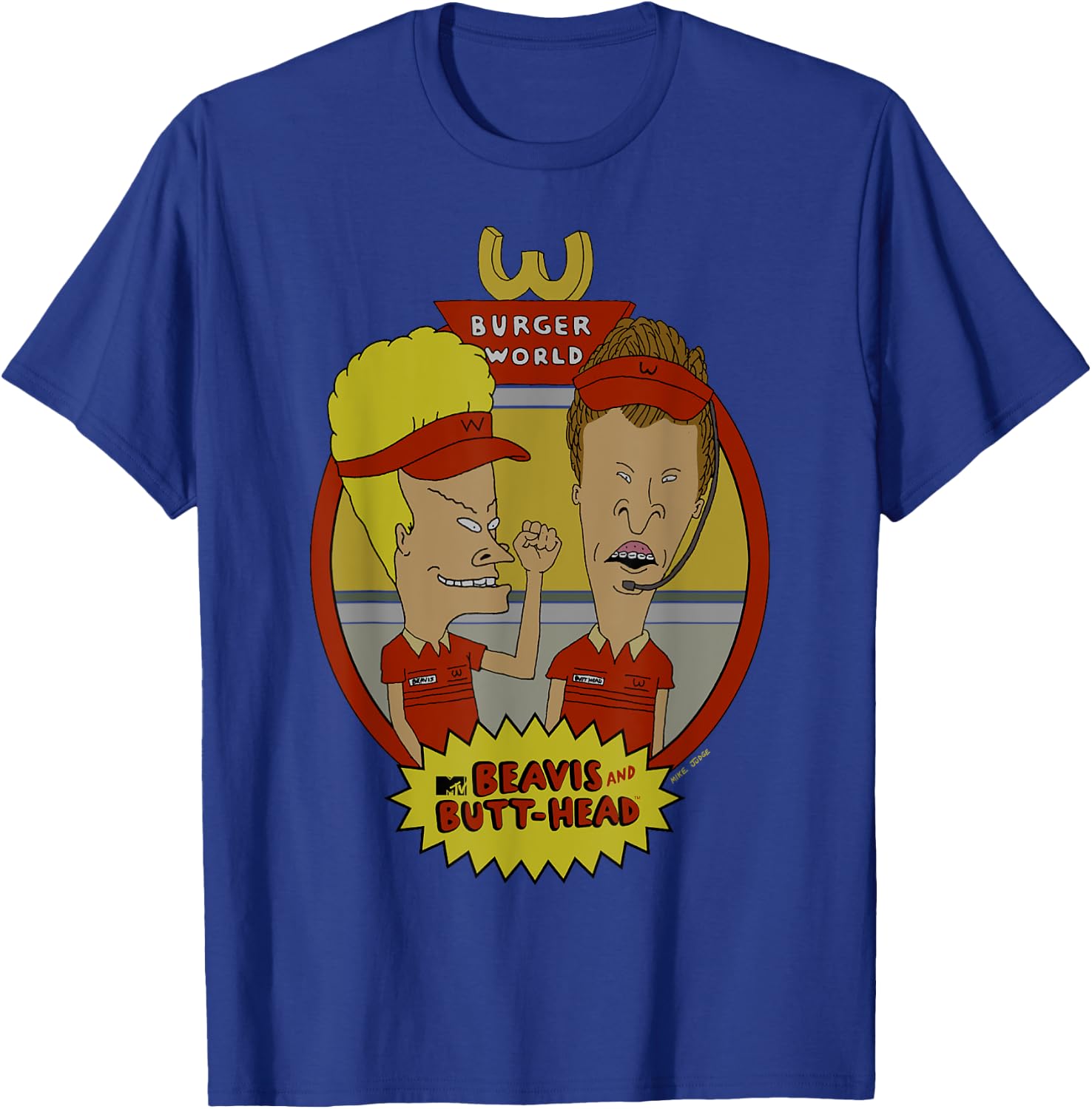 Beavis and Butt-Head Burger World Circle Frame Poster T-Shirt - T-Shirt | Royal