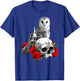 Spooky Witch Skull, Wiccan Owl and Candle with Red Roses T-Shirt - T-Shirt | Royal