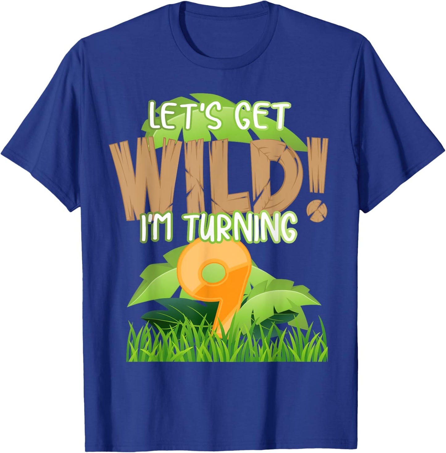 Cute Jungle Safari 9th Birthday Gift 9 Years Old Boys Girls T-Shirt - T-Shirt | Royal