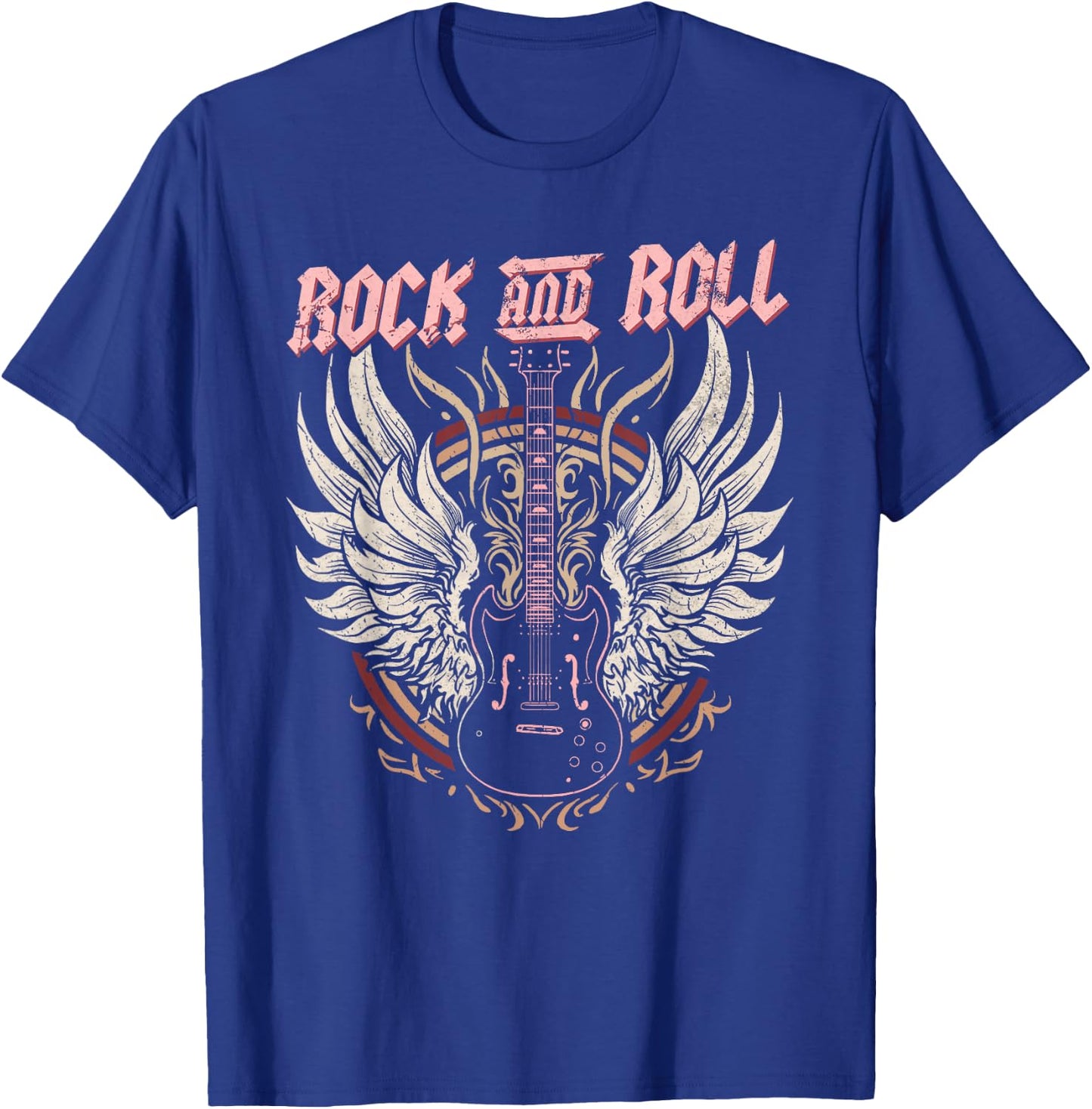 Rock & Roll Guitar Vintage ROCK Women Rock Band Music T-Shirt - T-Shirt | Royal