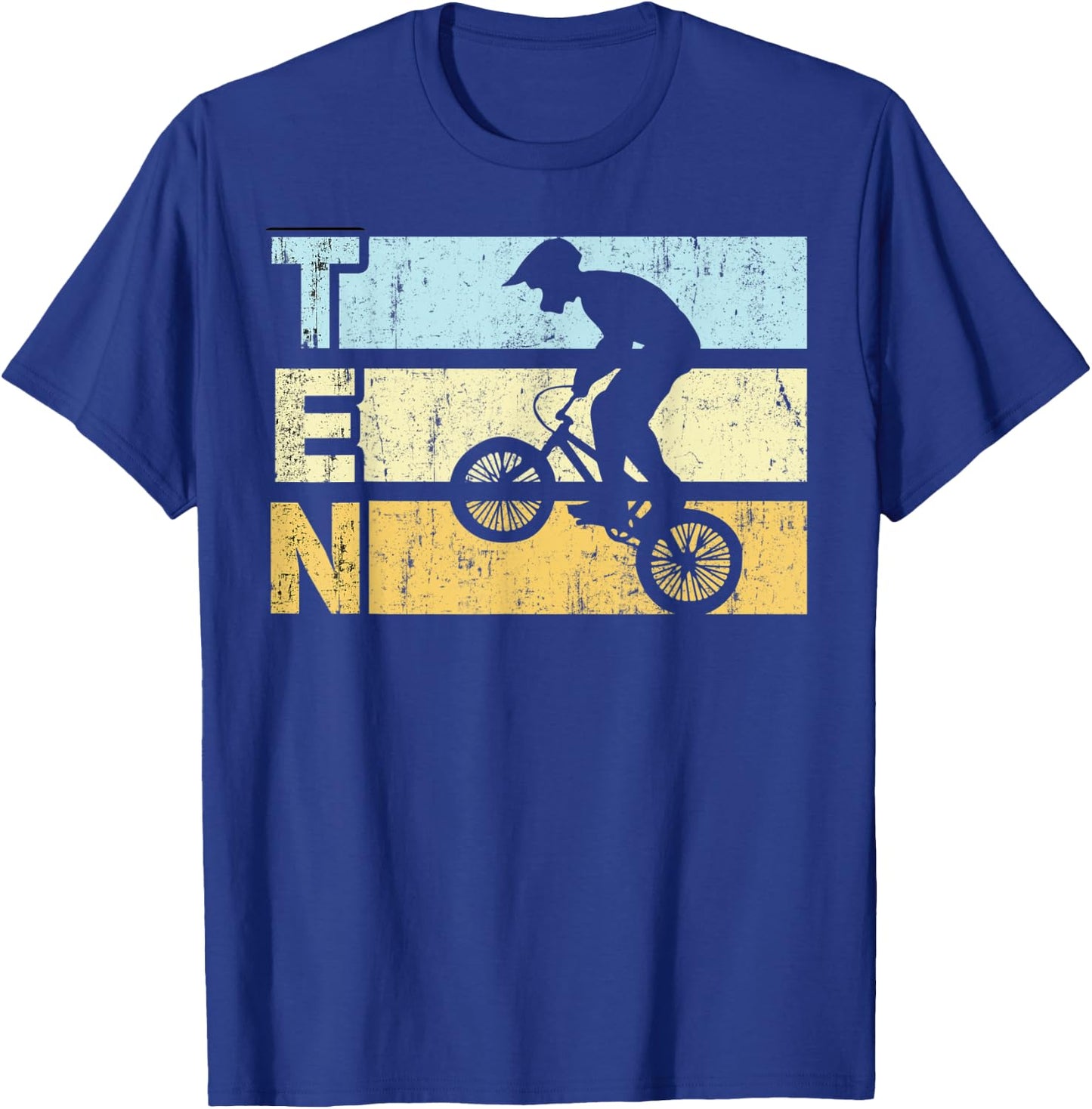 10 Year Old BMX Birthday Party Vintage Dirt Biking 10th T-Shirt - T-Shirt | Royal