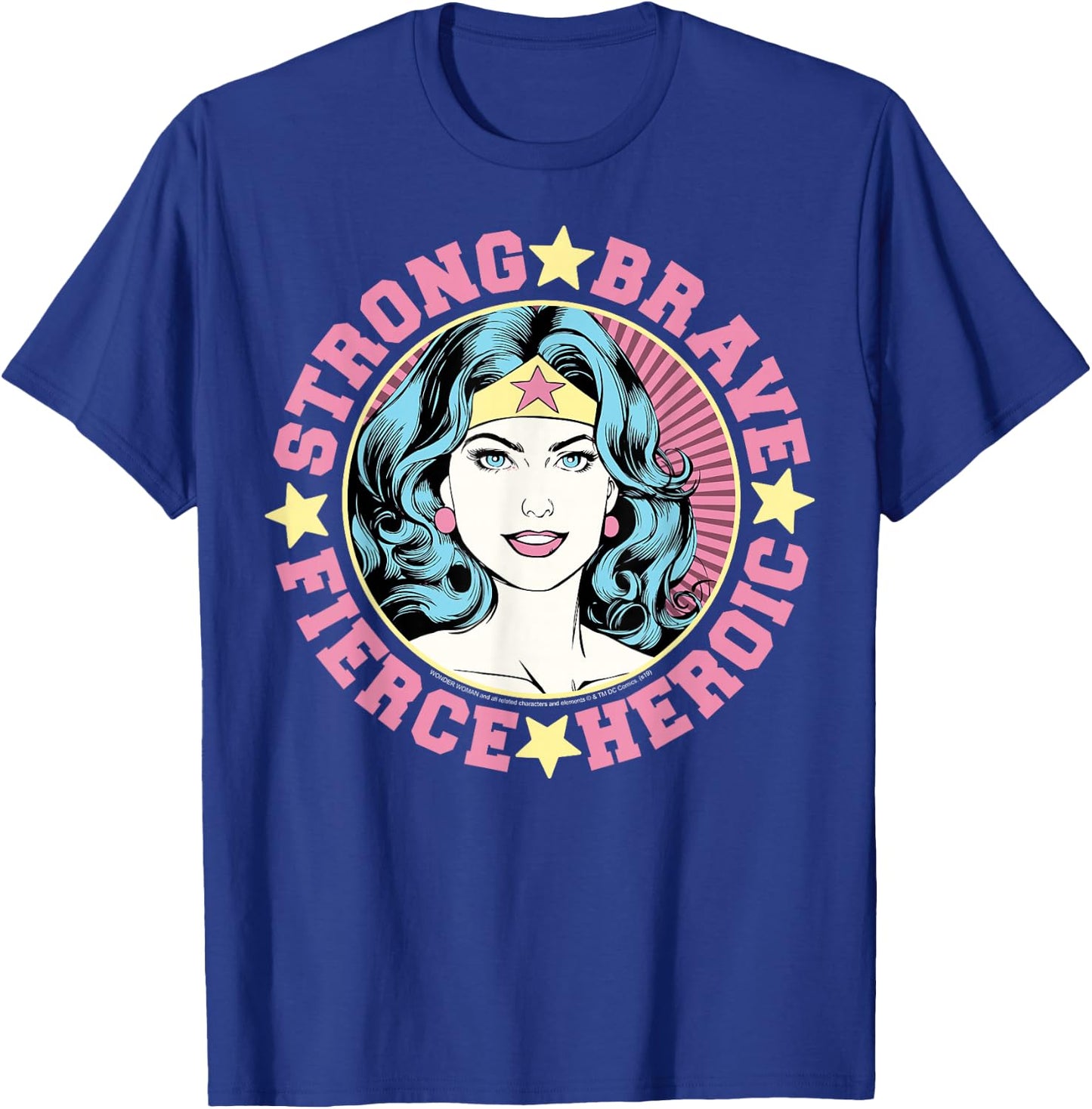 DC Comics Wonder Woman Strong Brave Vintage Wrap Around T-Shirt - T-Shirt | Royal