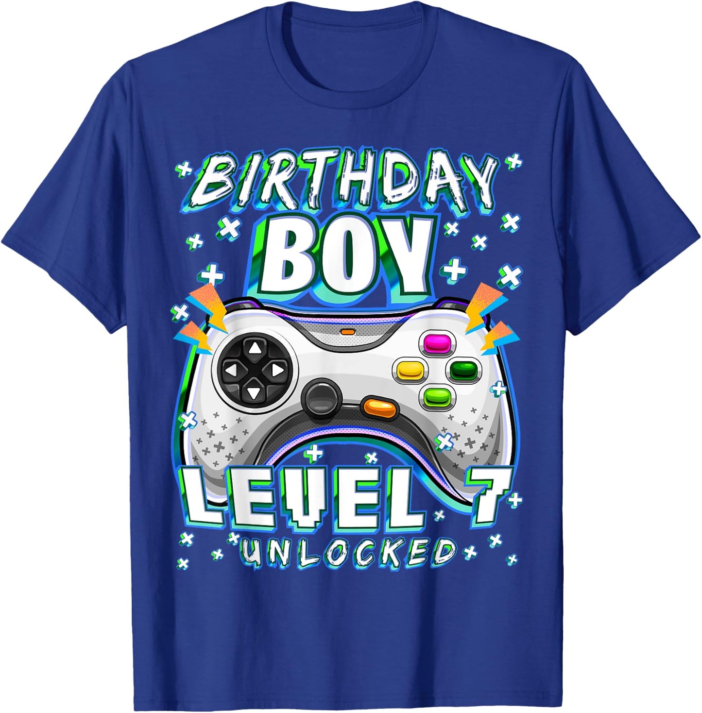 Level 7 Unlocked Video Game 7th Birthday Gamer Boys T-Shirt - T-Shirt | Royal
