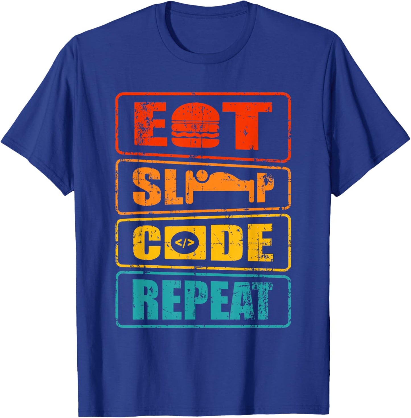 Eat Sleep Code Repeat Computer Science Programmer Gift T-Shirt - T-Shirt | Royal