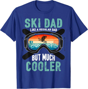 Ski Dad Like A Regular Dad But Cooler Vintage Skier Gift T-Shirt - T-Shirt | Royal