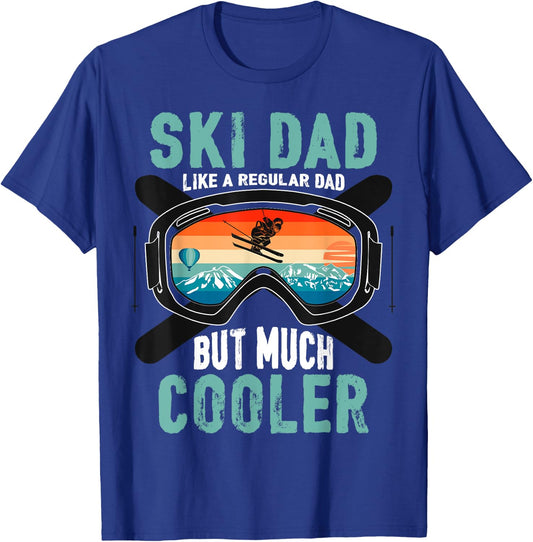 Ski Dad Like A Regular Dad But Cooler Vintage Skier Gift T-Shirt - T-Shirt | Royal