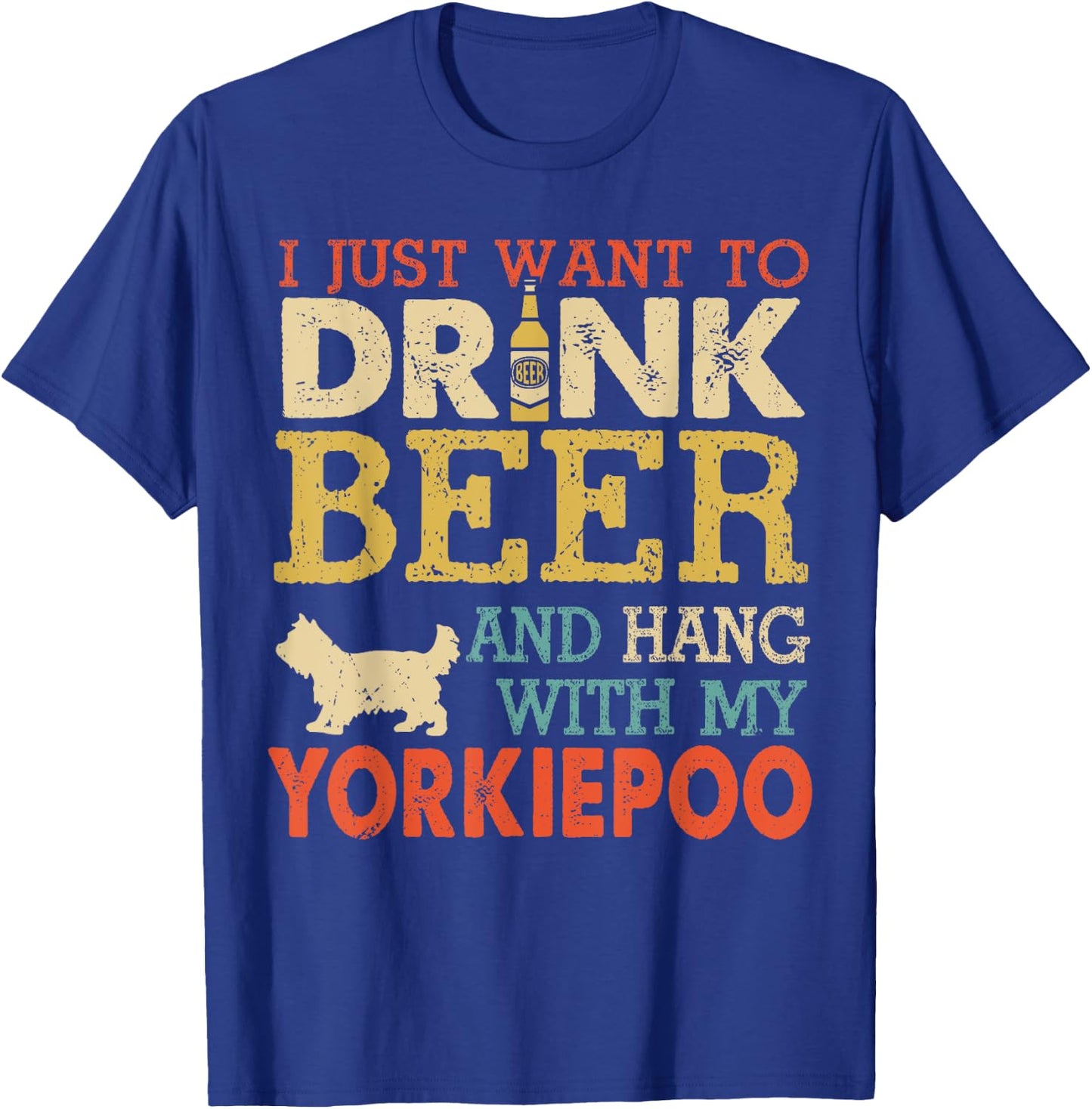 Yorkiepoo Dad Drink Beer Hang With Dog Funny Men Vintage T-Shirt - T-Shirt | Royal
