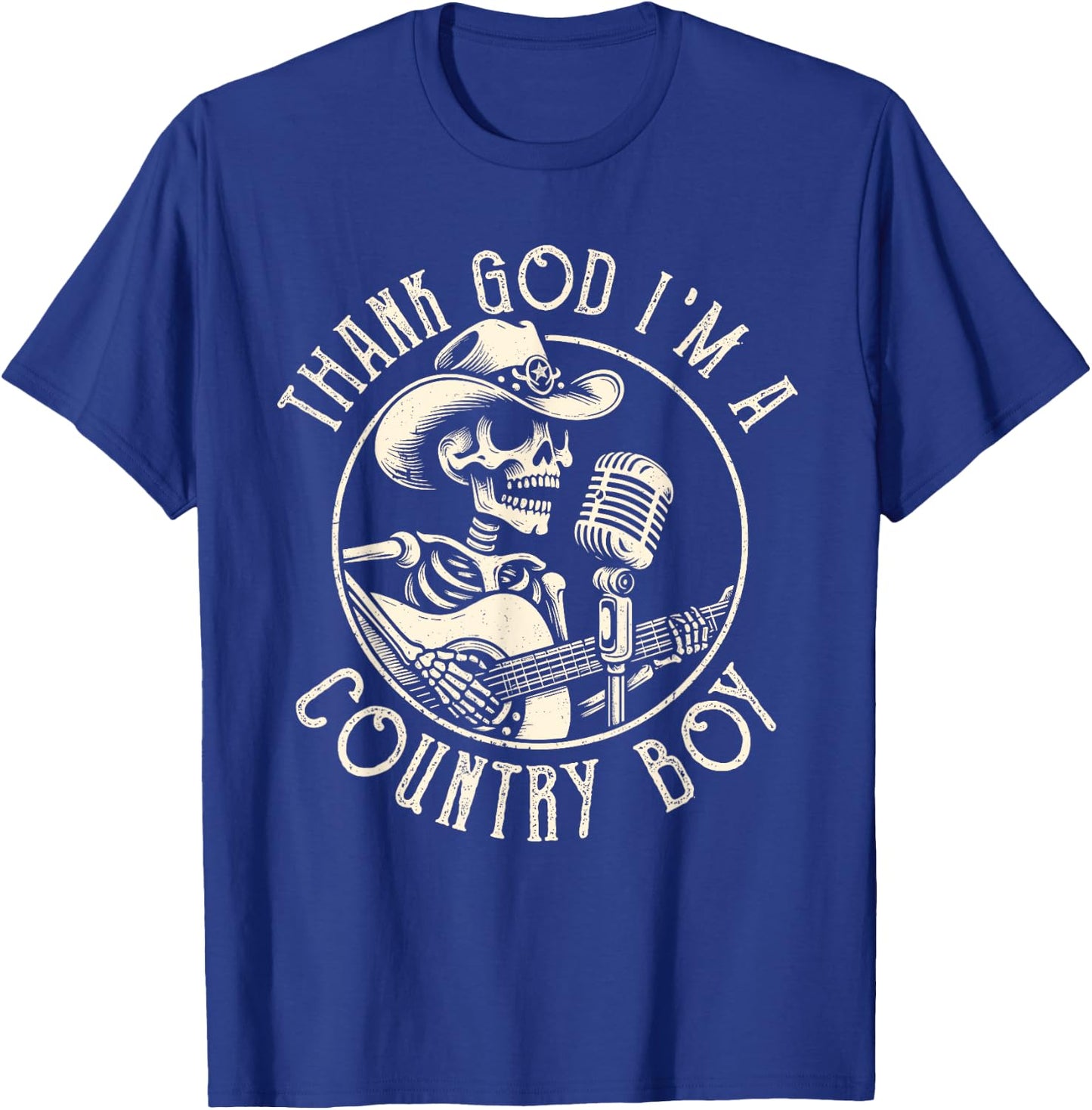 Thank God I'm A Country Music Boy Cowboy Western Retro T-Shirt - T-Shirt | Royal