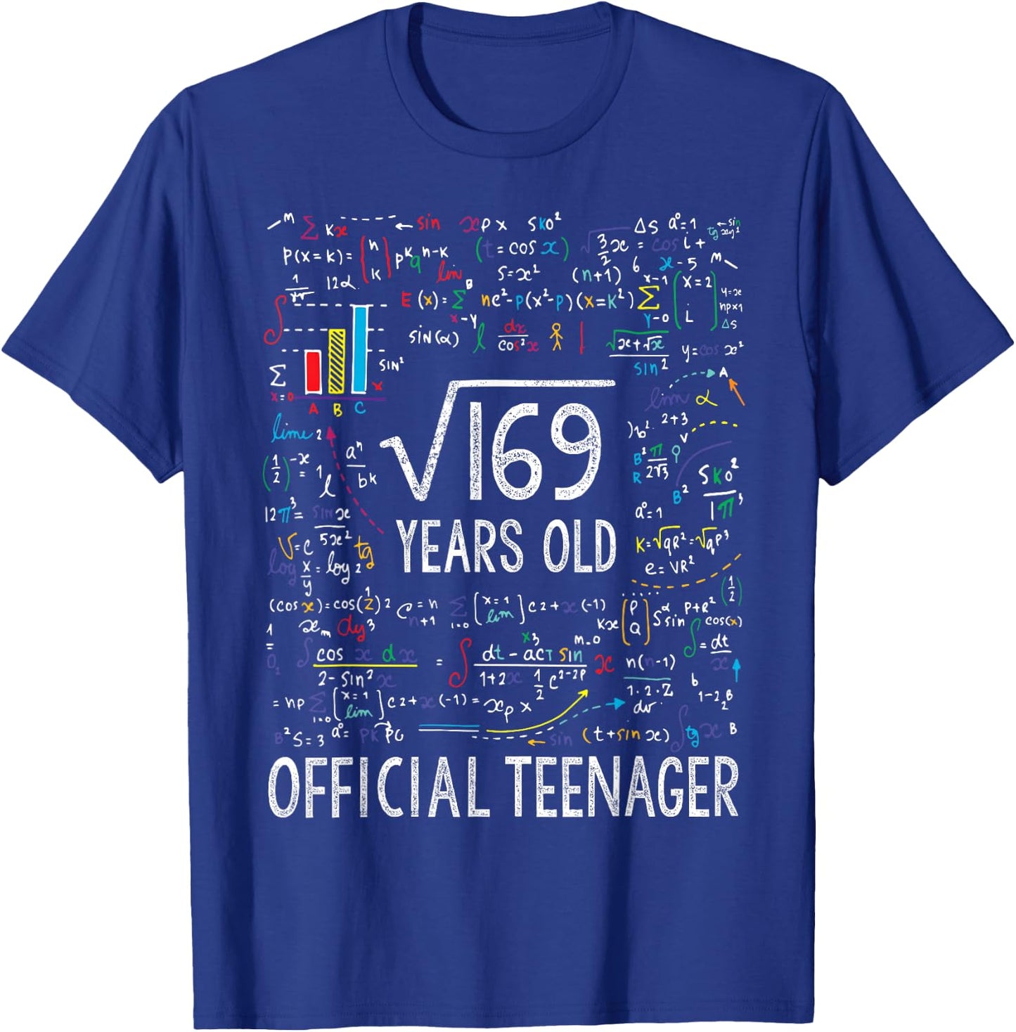 Square Root of 169 13 Years Old Official Teenager Birthday T-Shirt - T-Shirt | Royal
