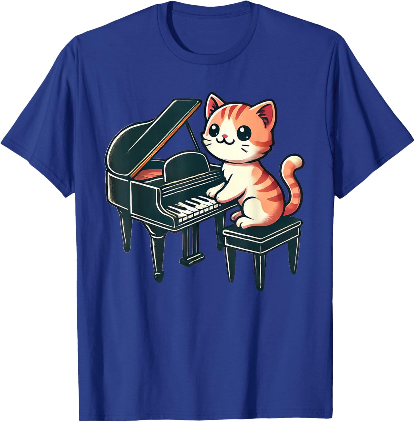 Cute Cat Playing Piano Cats Musician Music T-Shirt - T-Shirt | Royal