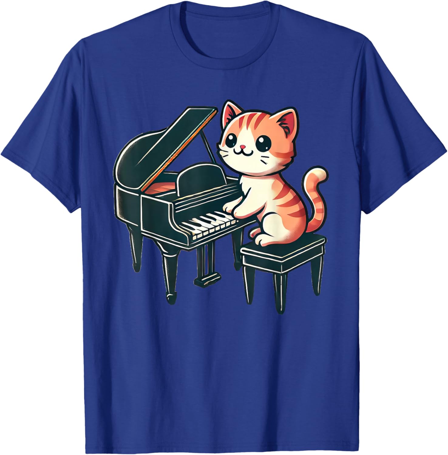 Cute Cat Playing Piano Cats Musician Music T-Shirt - T-Shirt | Royal
