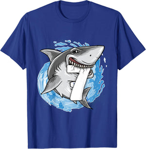 Kids Shark 7th Birthday Boy 7 year old Shark Theme Party 7 Shark T-Shirt - T-Shirt | Royal