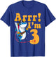 Kids 3rd Shark Pirate Birthday Party 3 Three Years Old Boys T-Shirt - T-Shirt | Royal