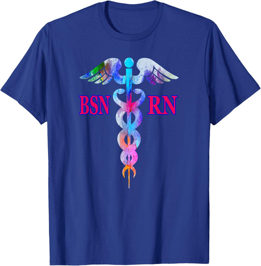 BSN Registered Nurse RN Caduceus Nursing Emblem Graphic Gift T-Shirt - T-Shirt | Royal