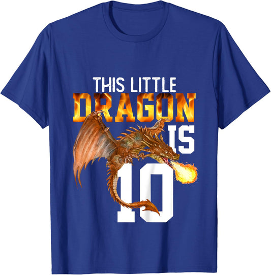 Turning 10 Year Old Birthday Gift Boy Dragon 10th Bday Girl T-Shirt - T-Shirt | Royal