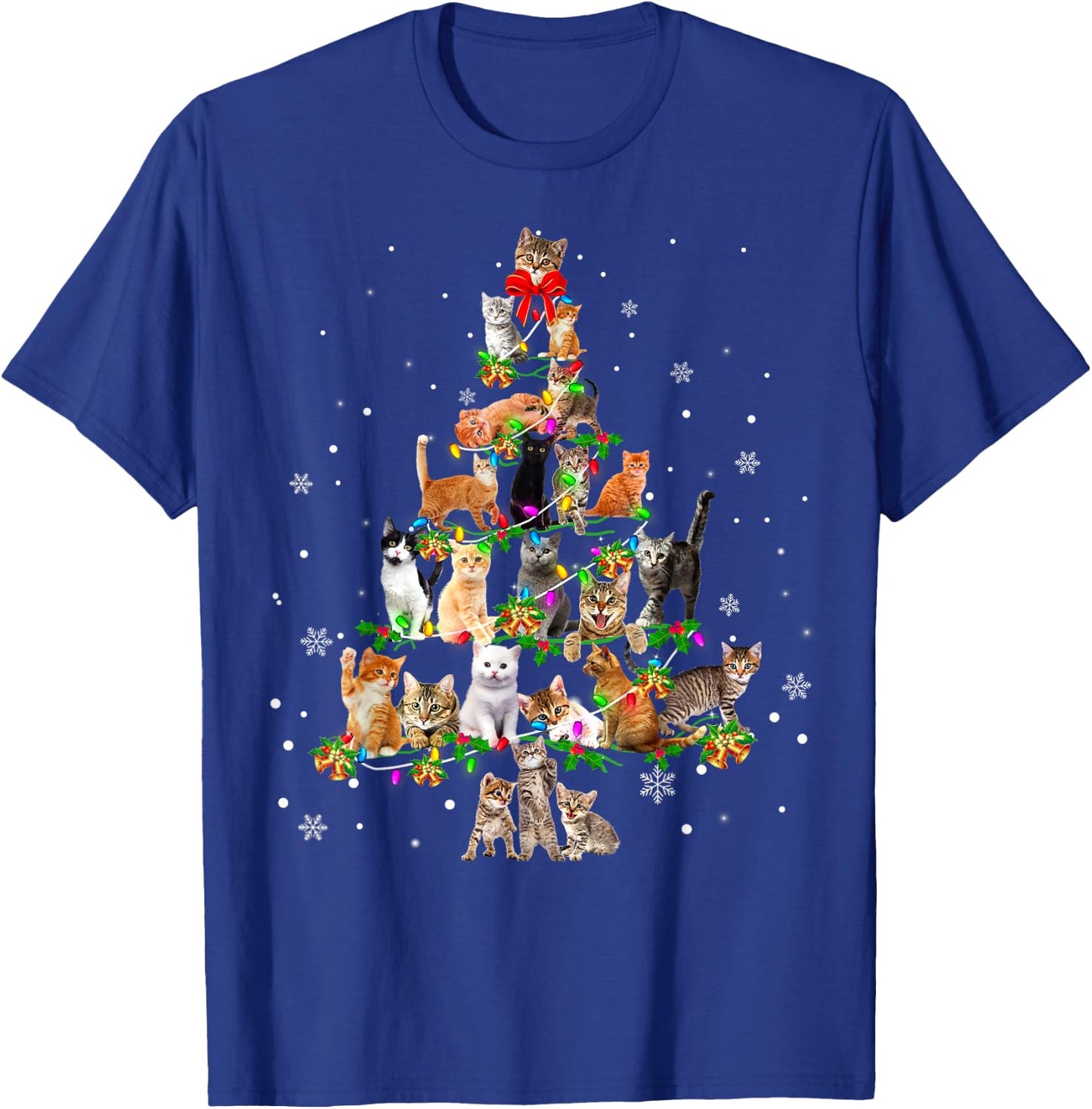Cat Christmas Tree Ornament Decor Xmas For Cat Mom Cat Dad T-Shirt - T-Shirt | Royal