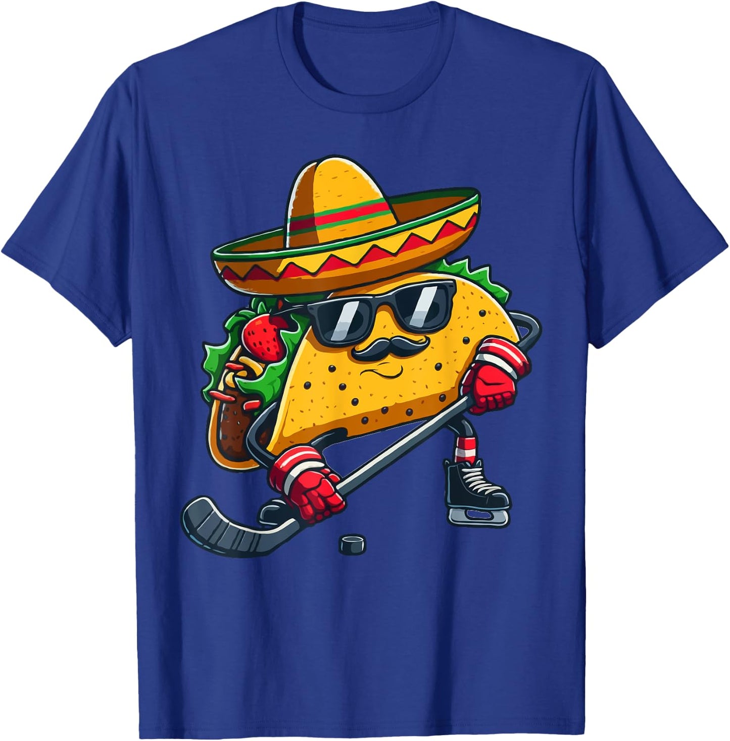 Taco Ice hockey player Funny Cinco De Mayo T-Shirt - T-Shirt | Royal