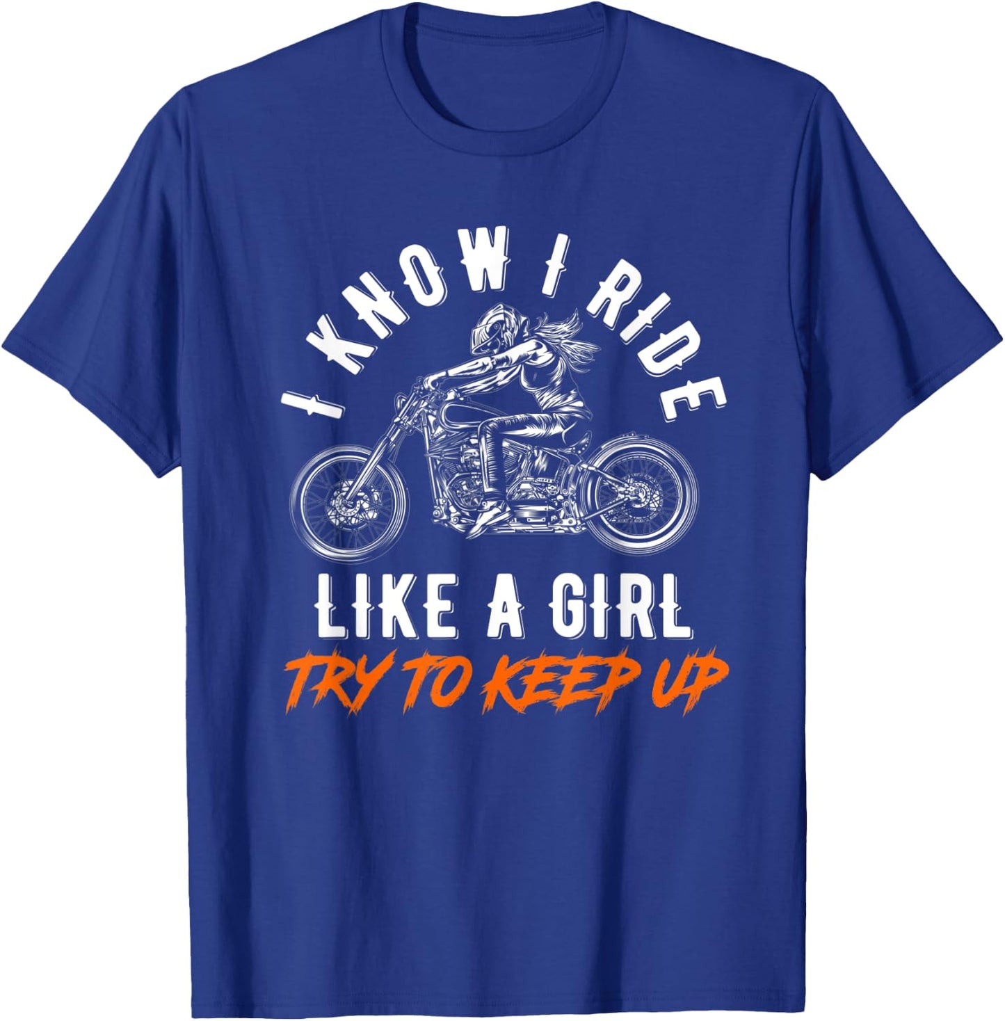 Motorcycle Motorcyclist Biker Girl T-Shirt - T-Shirt | Royal