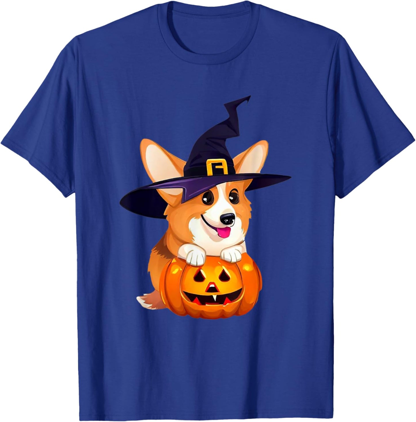Halloween Corgi Witch Hat, Boy Girl Funny T-Shirt - T-Shirt | Royal