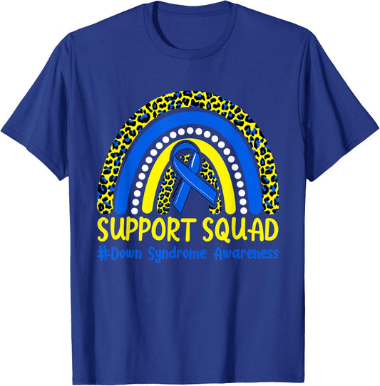 Support Squad Down Syndrome Awareness T21 Month Rainbow T-Shirt - T-Shirt | Royal