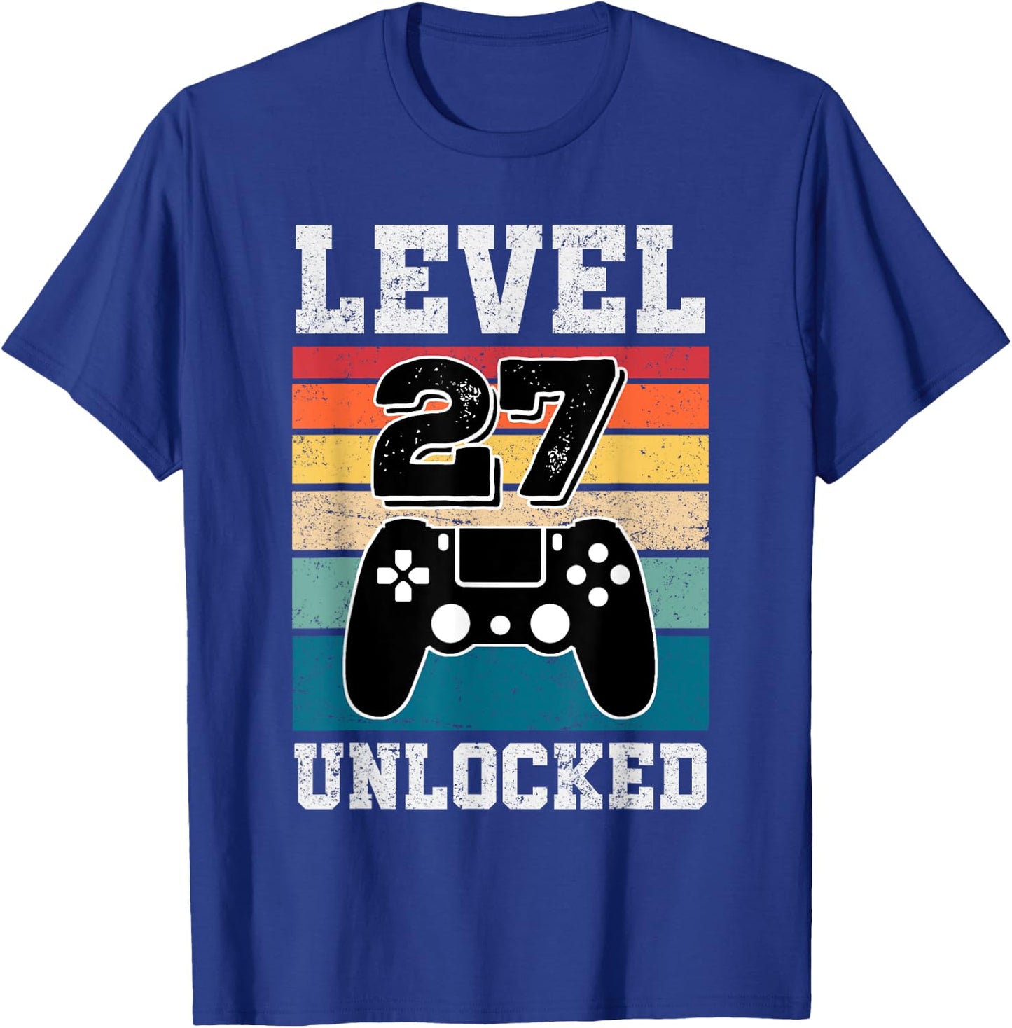 27 Year Old Level 27 Unlocked Gamers 27th Birthday Gaming T-Shirt - T-Shirt | Royal