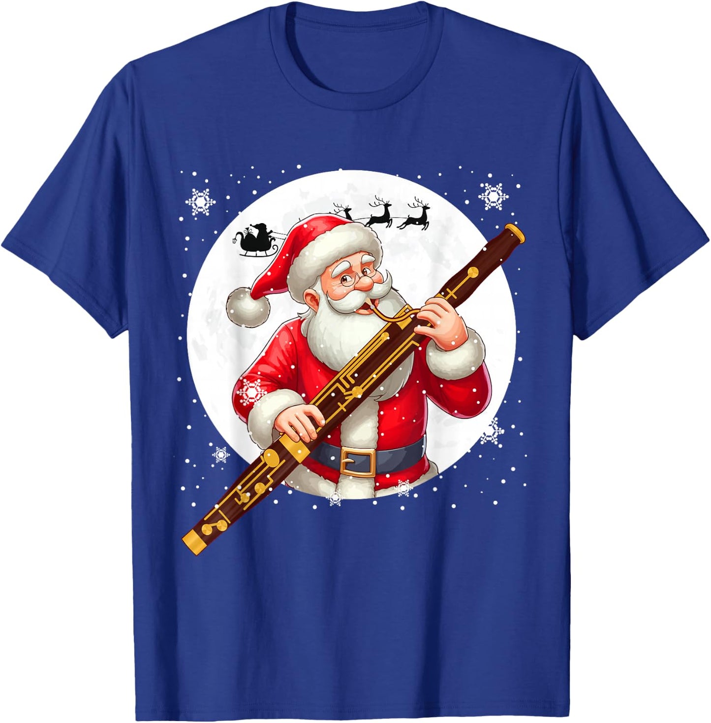Santa Playing Bassoon Xmas Moon Costume Instrument Music T-Shirt - T-Shirt | Royal