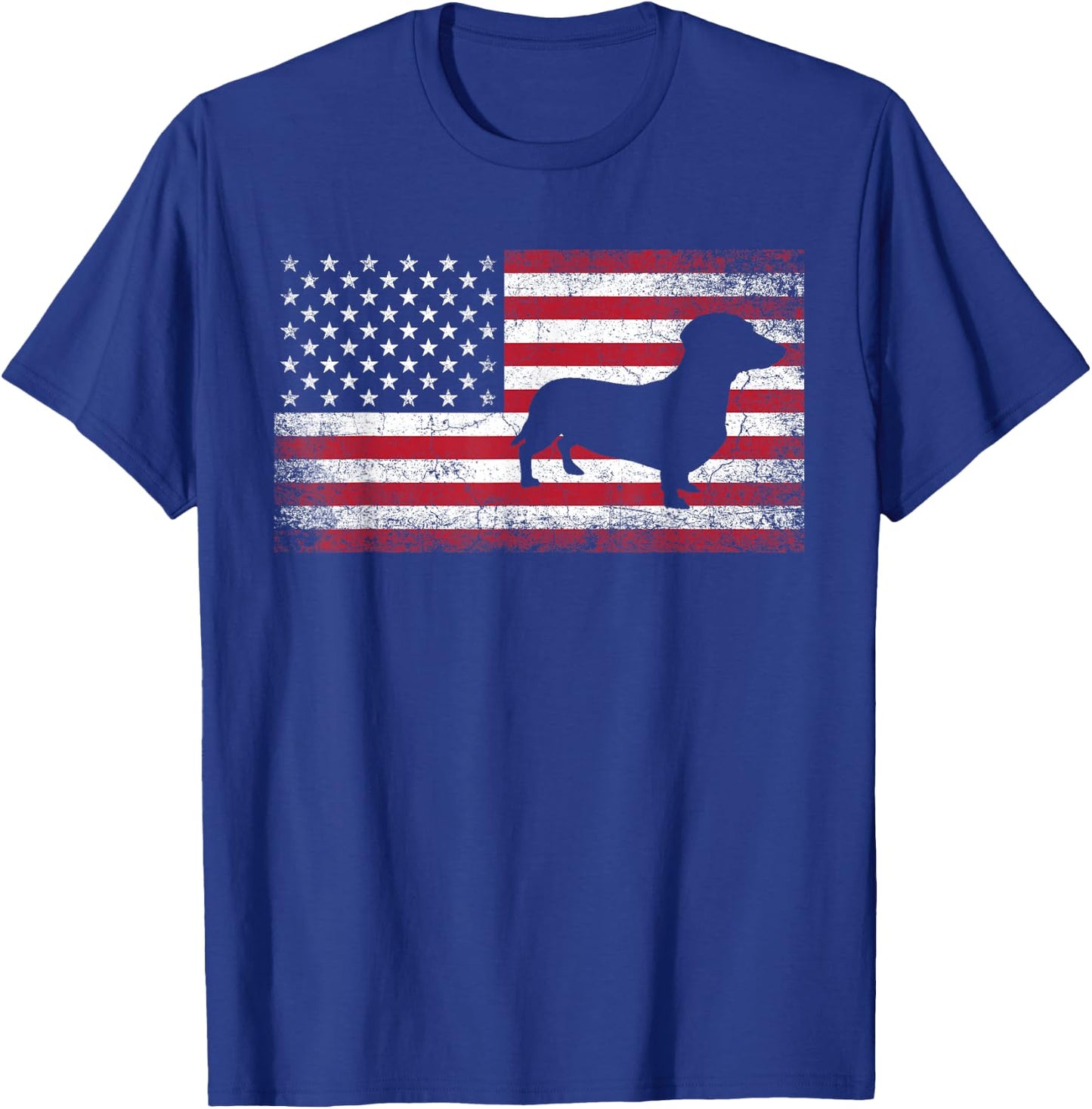 Dachshund Dog Pet 4th of July American Flag Patriotic USA T-Shirt - T-Shirt | Royal