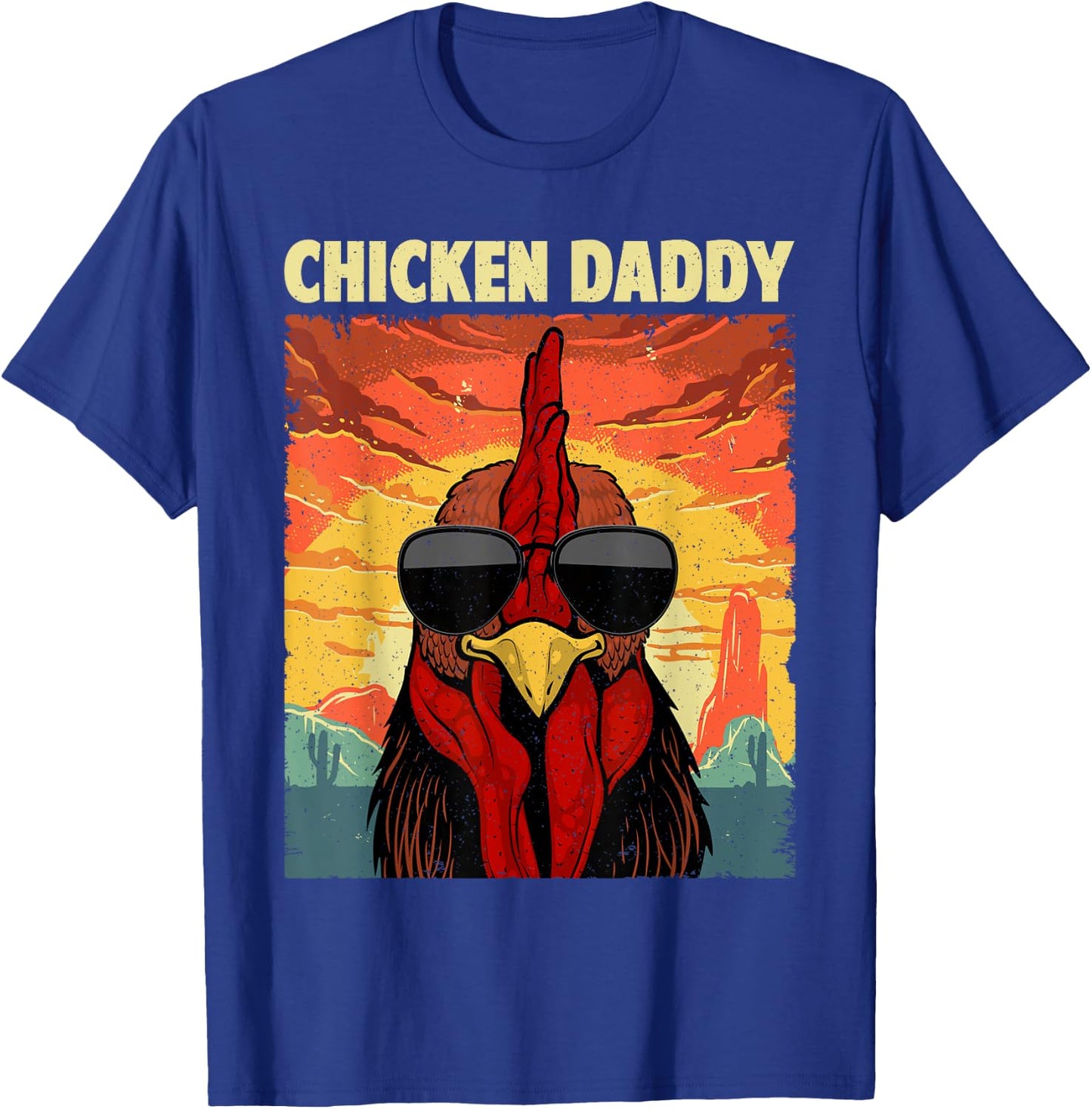 Funny Chicken Daddy Design For Dad Men Farmer Chicken Lover T-Shirt - T-Shirt | Royal