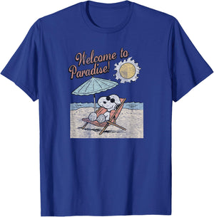 Peanuts Snoopy Welcome To Paradise T-Shirt - T-Shirt | Royal