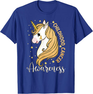 Childhood Cancer Awareness Unicorn Warrior Support Kid Girls T-Shirt - T-Shirt | Royal