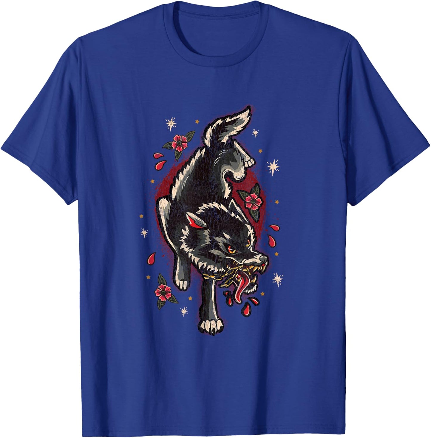 Traditional Style Full Body Wolf Tattoo T-Shirt - T-Shirt | Royal
