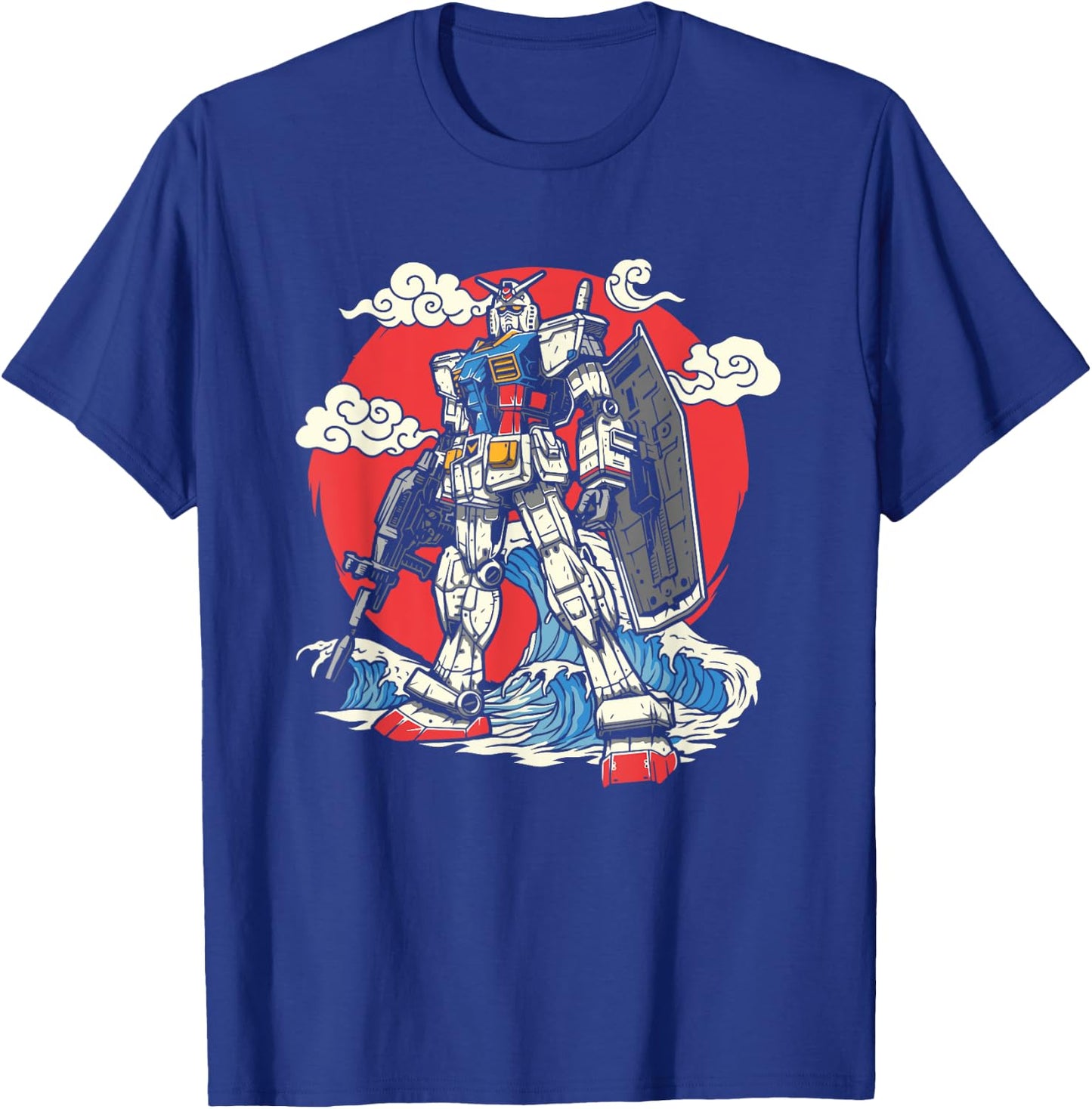 Anime Japanese Robot Kanagawa Japanese Ocean Wave Art T-Shirt - T-Shirt | Royal