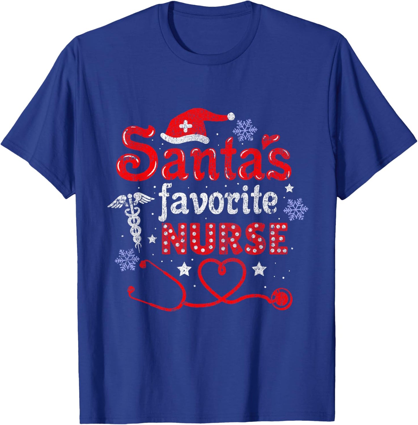 Santa's Favorite Nurse Vintage T-Shirt - T-Shirt | Royal