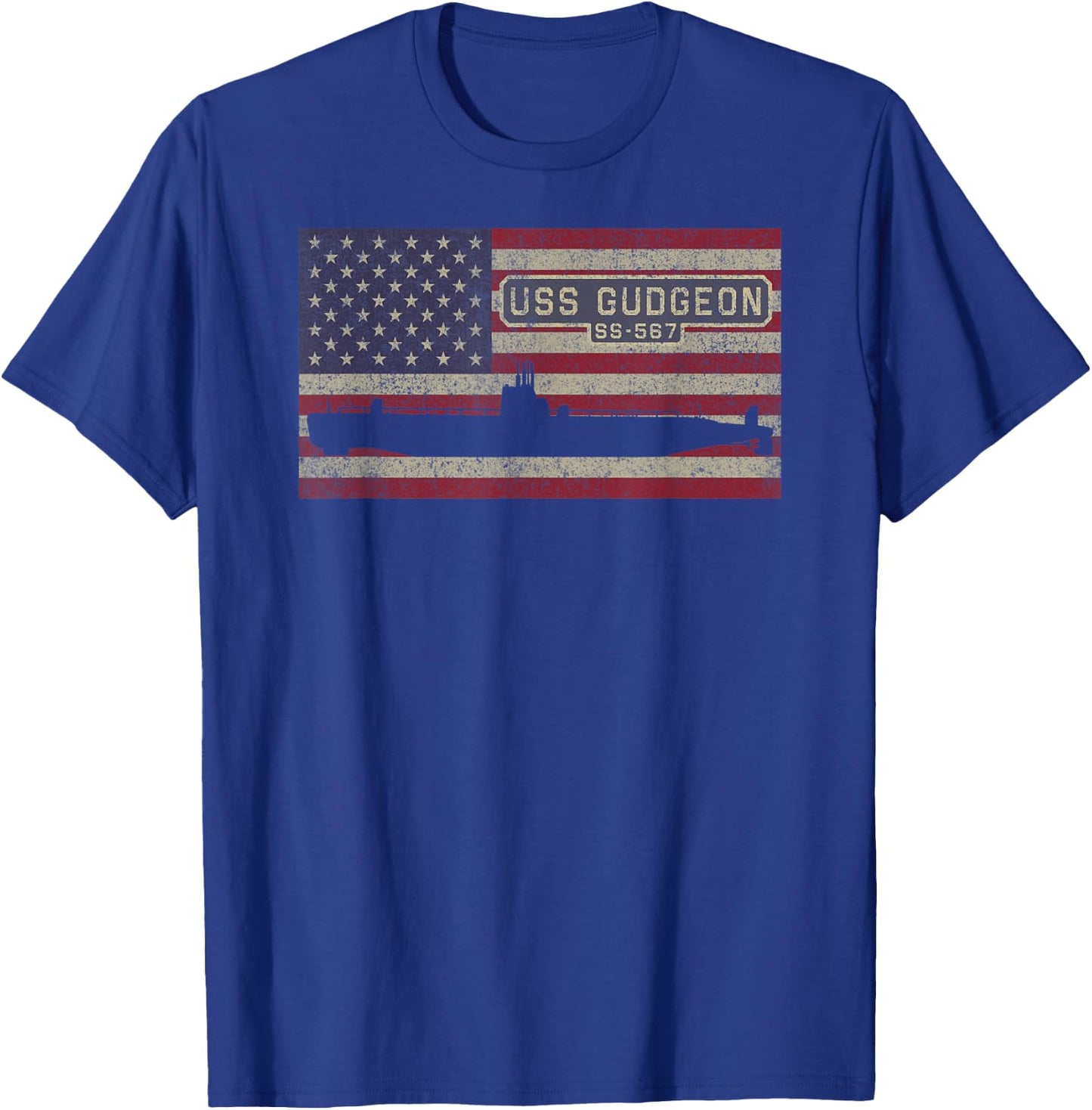 USS Gudgeon SS-567 Submarine USA American Flag Kids Men T-Shirt - T-Shirt | Royal