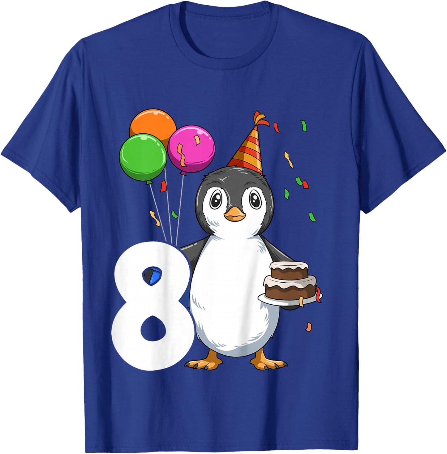 Penguin Birthday 8 Penguin 8th Birthday Outfit Penguin Party T-Shirt - T-Shirt | Royal