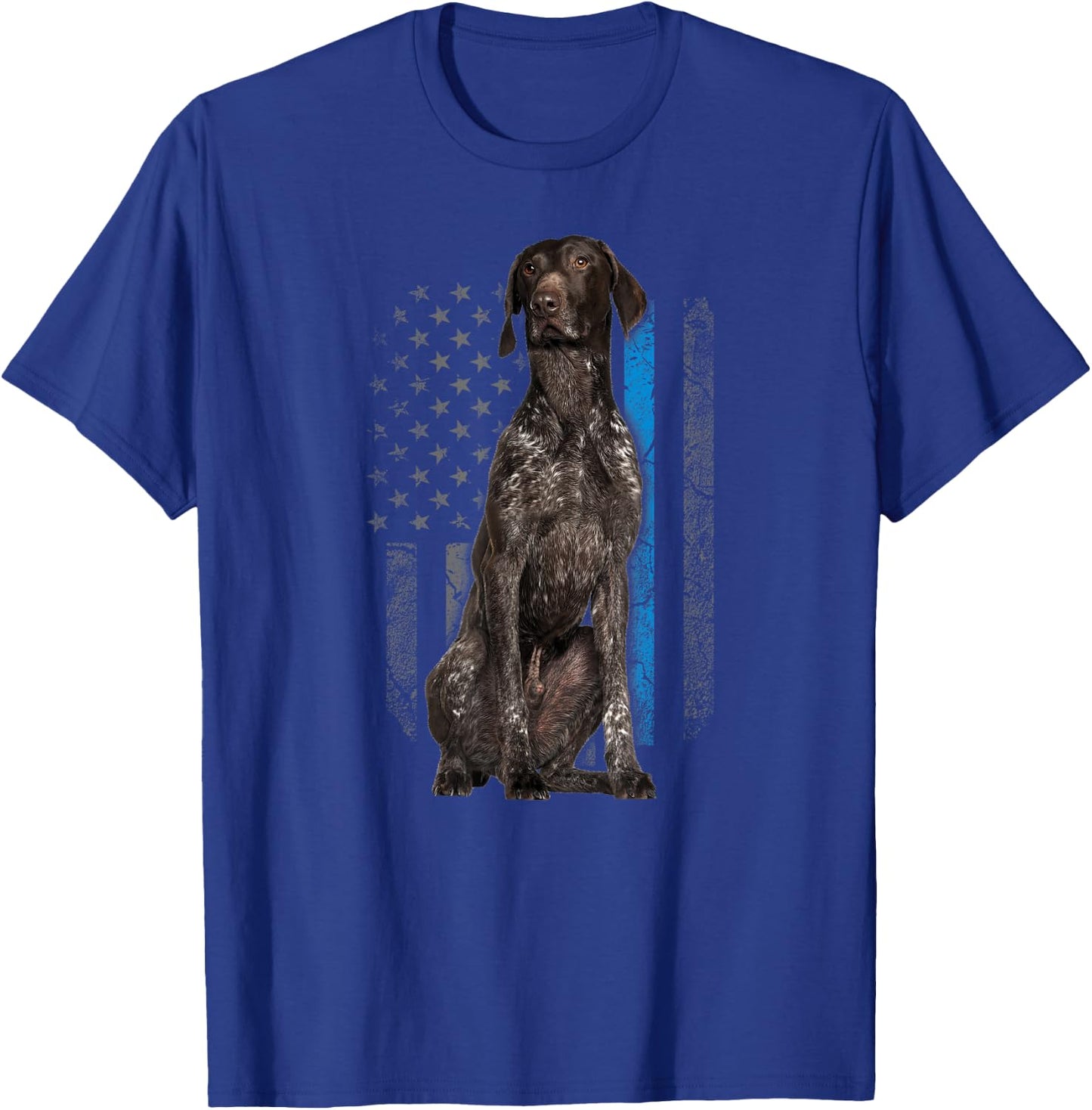 Thin Blue Line American Flag German Pointer Police Dog K-9 T-Shirt - T-Shirt | Royal