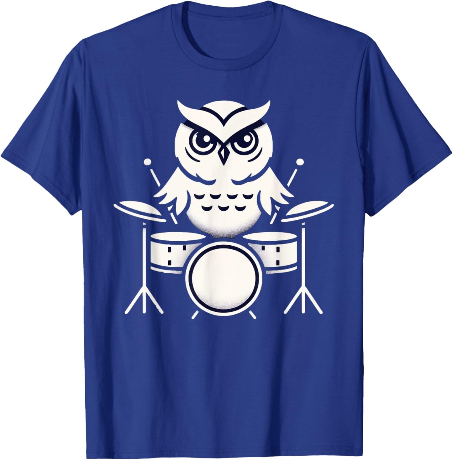 Cute Owl Playing Drums Owls Drummer Music T-Shirt - T-Shirt | Royal