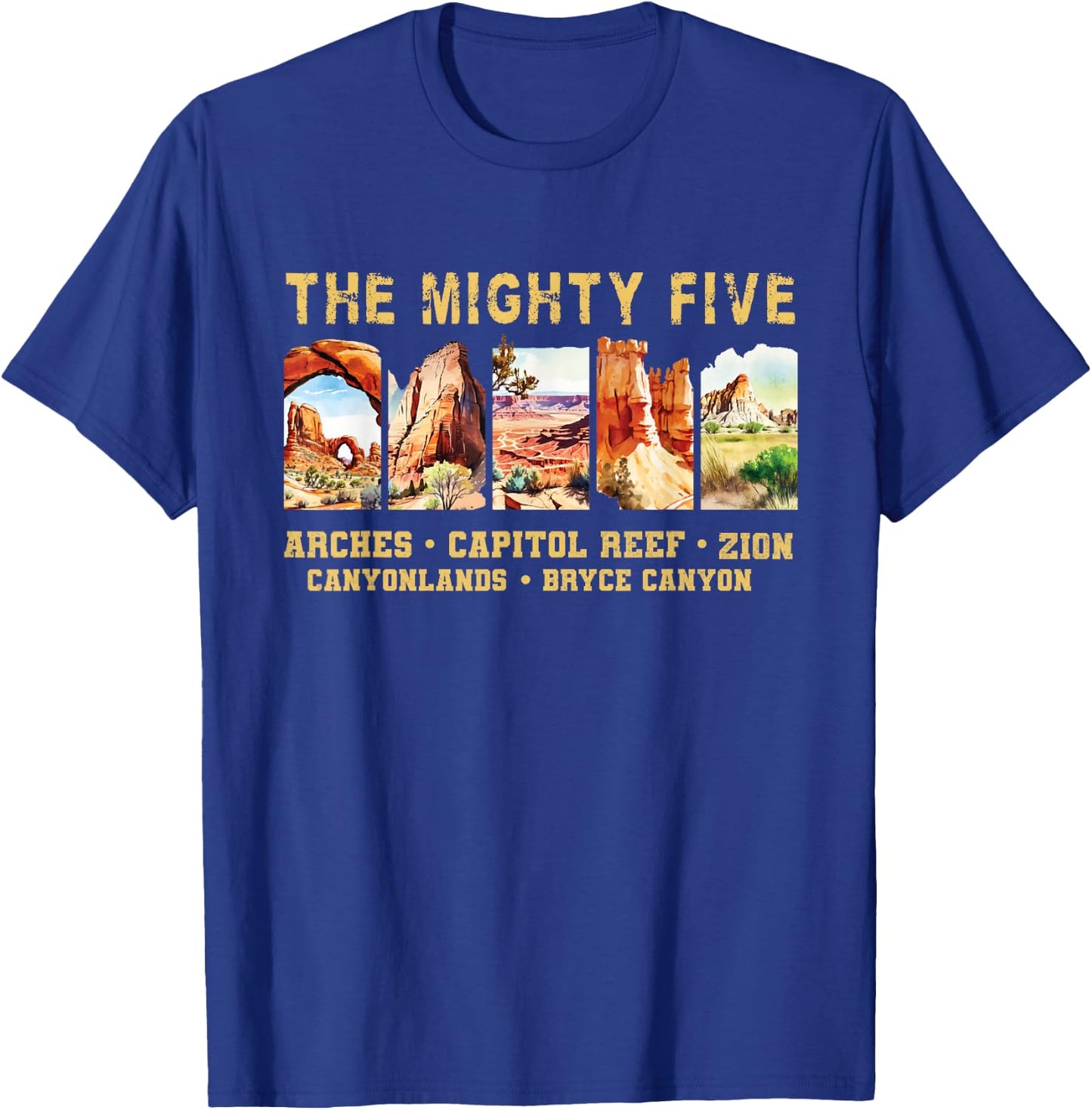 Vintage Moab Souvenir Big 5 Utah Mighty Five National Park T-Shirt - T-Shirt | Royal