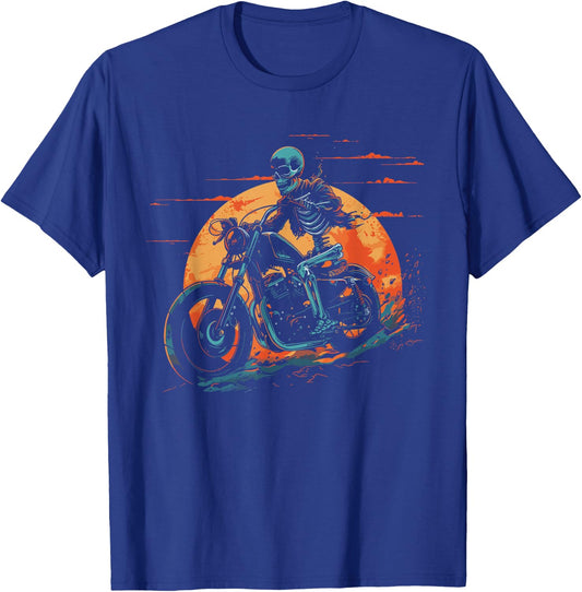 Biker Skeleton Bike Motorbike Rider Motorcycle Motorbike T-Shirt - T-Shirt | Royal
