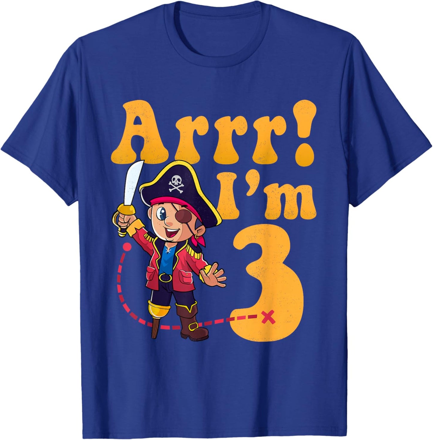 Kids 3rd Pirate Birthday Party Arrr I'm 3 Three Years Old T-Shirt - T-Shirt | Royal